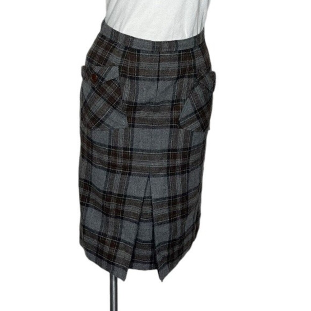 HANDMADE Wool Plaid Straight Pencil Skirt Lined Vintage Academia